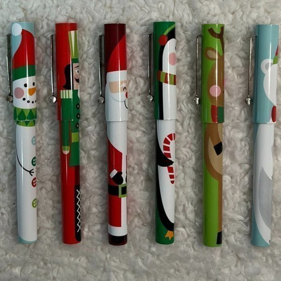OOLY Holly Jolly Holiday Writers Ink Pen Set of 6 - Picture 3 of 4